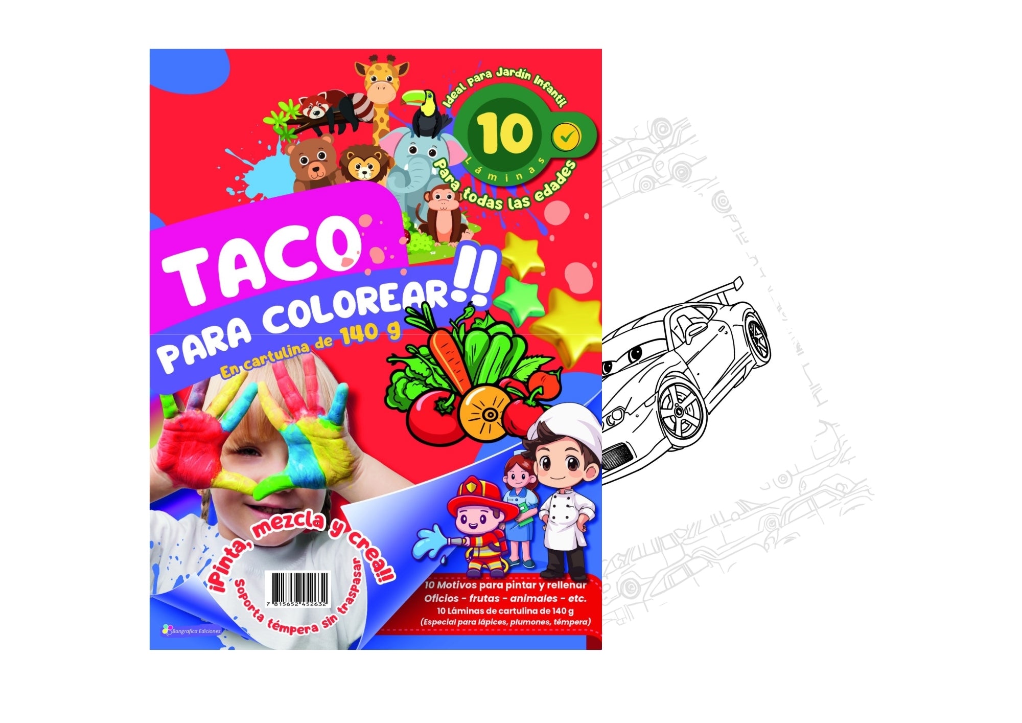 Taco para Colorear – Oficios, Frutas, Animales y Más (Todas las edades)